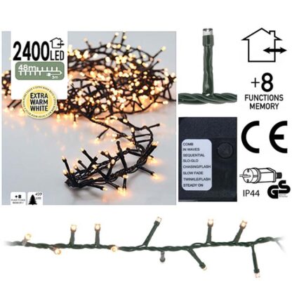 Micro Cluster 2400 LED's - 48 meter - extra warm wit - 8 functies + geheugen - Afbeelding 3