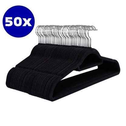 50 x Anti-slip Kledinghangers met Broeklat - zwart - Afbeelding 2