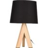 Tafellamp met houten Poten en zwarte Kap - 29cm hoog - Afbeelding 2