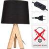 Tafellamp met houten Poten en zwarte Kap - 29cm hoog - Afbeelding 4