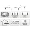 LED-verlichting 80 LED - warm wit - op batterij - 8 Lichtfuncties - Dual-Timer - Afbeelding 2
