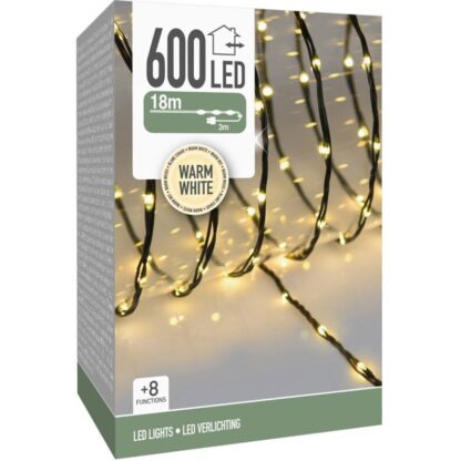 LED Verlichting 600 LED - 18 meter - warm wit - voor binnen en buiten - 8 Lichtfuncties - Soft Wire - Afbeelding 2
