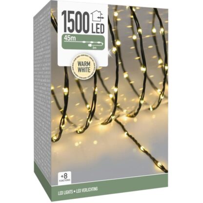 LED Verlichting 1500 LED - 45 meter - warm wit - voor binnen en buiten - 8 Lichtfuncties - Soft Wire - Afbeelding 2