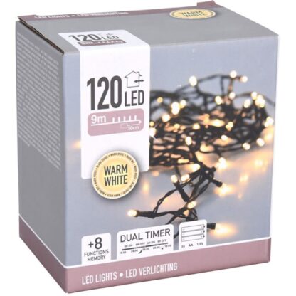 LED verlichting 120 LED - 9 meter - warm wit - Batterijbox 120 warm wit - dual-timer - geheugen en lichtfuncties - Afbeelding 2