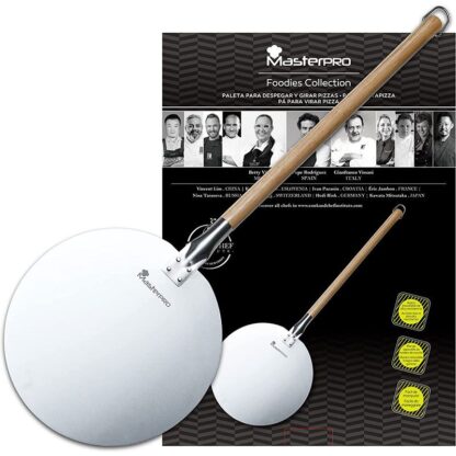 Masterpro Pizzaschep XL - voor oven en BBQ - Ø30 x 87cm - met afneembaar handvat - RVS - Afbeelding 2