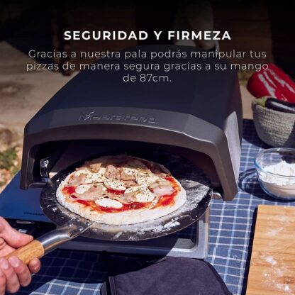 Masterpro Pizzaschep XL - voor oven en BBQ - Ø30 x 87cm - met afneembaar handvat - RVS - Afbeelding 3