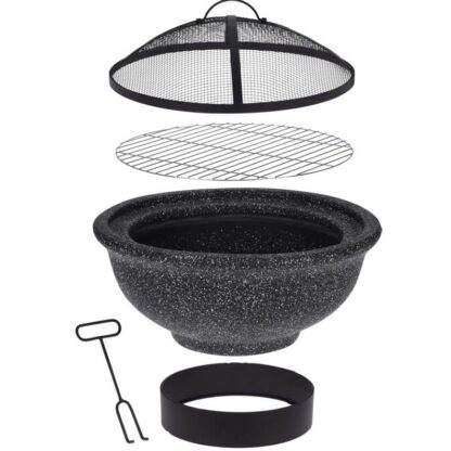 Vuurschaal solid met BBQ-rooster - 49cm - Afbeelding 2