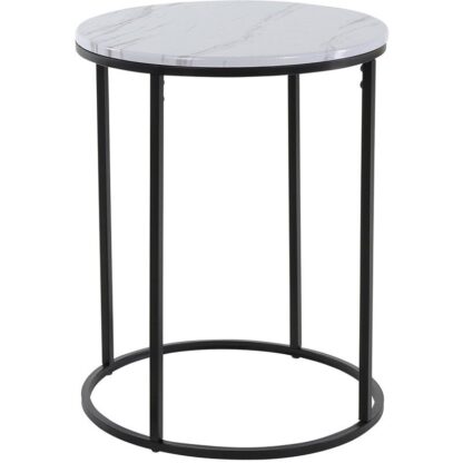 Bijzettafels -  Marmerlook -  wit - 40xH50 en 30xH40 cm - Afbeelding 2