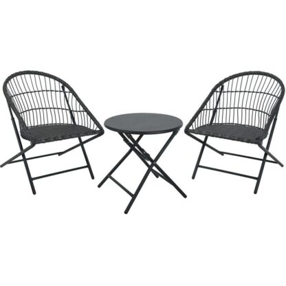 Bistroset - 3-Delig - Tuinset met Bijzettafel - Metaal - Vouwbaar - Afbeelding 2