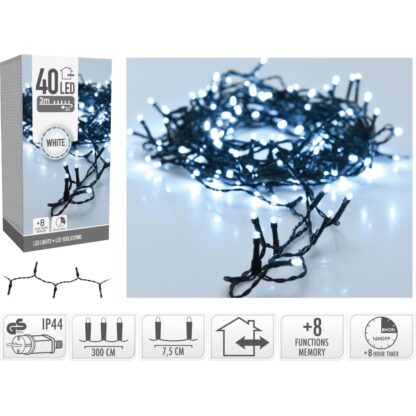Kerstverlichting 40 led- 3m - wit - Timer - Lichtfuncties - Geheugen - Buiten - Afbeelding 2