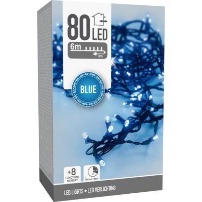 Kerstverlichting 80 led- 6m - blauw - Timer - Lichtfuncties - Geheugen - Buiten - Afbeelding 3