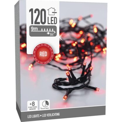 Kerstverlichting 120 led- 9m - rood - Timer - Lichtfuncties - Geheugen - Buiten - Afbeelding 3