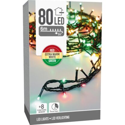 Kerstverlichting 80 led- 6m - three tone traditional - Timer - Lichtfuncties - Geheugen - Buiten - Afbeelding 3