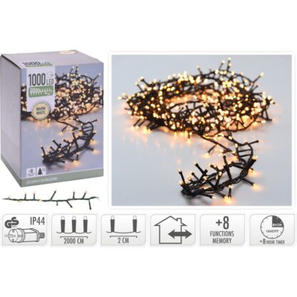 Microcluster - 1000 led - 20m - warm wit - Timer - Lichtfuncties - Geheugen - Buiten - Afbeelding 2