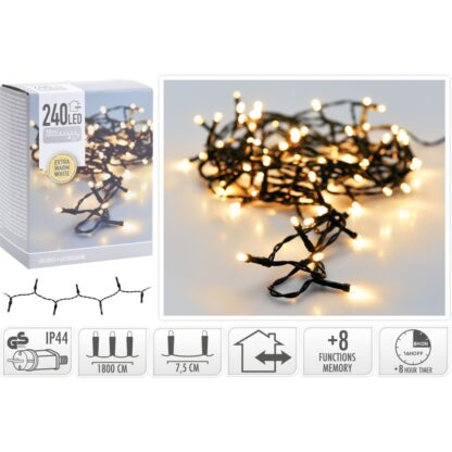 Kerstverlichting 240 led- 18m - extra warm wit - Timer - Lichtfuncties - Geheugen - Buiten - Afbeelding 2