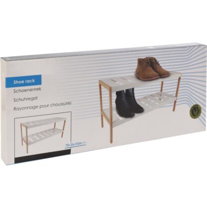 Schoenenrek van bamboe en MDF - 70 x 26 x H36 cm - Afbeelding 2