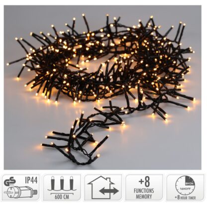 Maxi Cluster Kerstverlichting - 400 led - 6m - extra warm wit - Timer - Lichtfuncties - Geheugen - Buiten - Afbeelding 2
