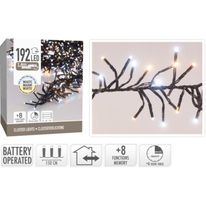 Clusterverlichting 192 led -  1.4m - two tone adorable - Batterij - Lichtfuncties - Geheugen - Timer - Afbeelding 2