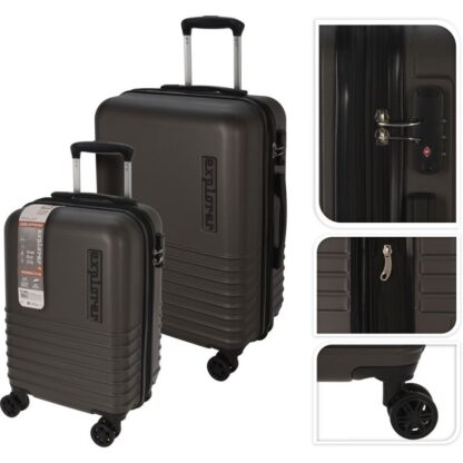 Explorer Kofferset - 2 Delig - 36L Handbagage + 60L Ruimbagage - TSA Slot - Expandable -Donkergrijs - Afbeelding 2