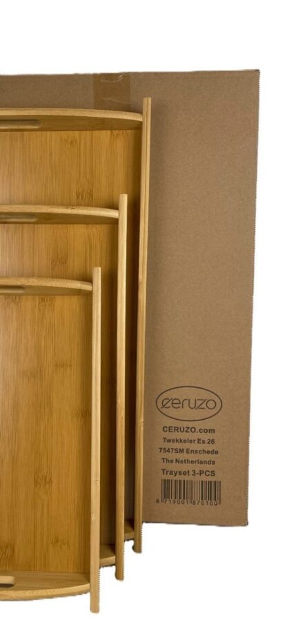 Ceruzo Dienbladen - set van 3 Serveerbladen - Bamboe - Afbeelding 4