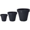 Kunststof Bloempot - set van 30 - 40 - 50 cm - antraciet - voor binnen en buiten - Afbeelding 2