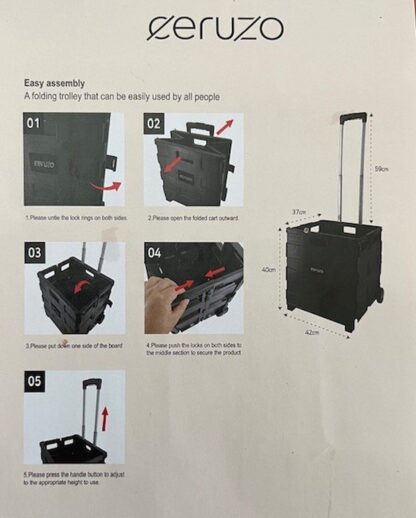 Ceruzo Trolley met Vouwkrat - 50 Liter - Afbeelding 3