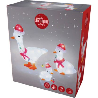 Kerstfiguur Acryl - Eenden - LED - set van 3 - Afbeelding 2