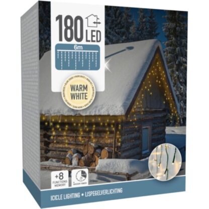 IJspegel verlichting - 6 meter - 180 LED - Timer - Lichtfuncties - Geheugen - warm wit - Afbeelding 2