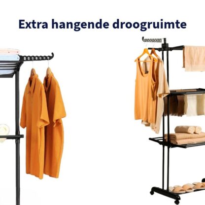 Ceruzo Wasrek Inklapbaar - 75x64x178 cm - Zwart - Afbeelding 2