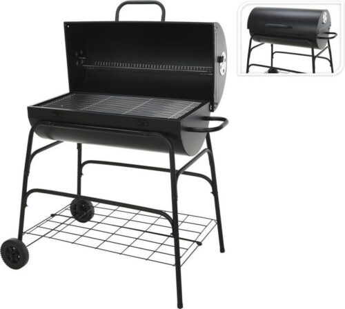 Verrijdbare Houtskoolbarbecue - Cilinder - 77 x H100cm