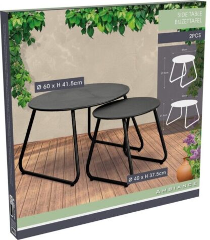 Bijzettafels - Diameter 60 en 40 cm - zwart - Afbeelding 2