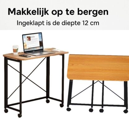 Ceruzo Wandtafel -  80x40x75 cm - Inklapbaar Tafelblad - Zwart - Afbeelding 2