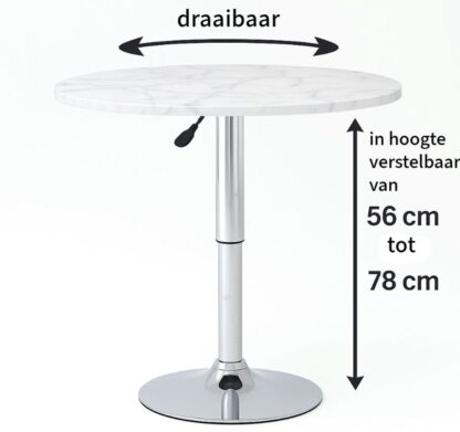 Ceruzo Bijzettafel - Theetafel - Ovaal - Hoogte Verstelbaar - Draaibaar - Wit - Afbeelding 3