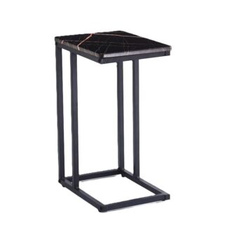Ceruzo Bijzettafel - Banktafeltje - Metaal en MDF - Zwart-Pink Marble