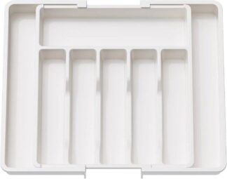 Ceruzo Verstelbare Bestekbak - Uitschuifbaar naar 8 Vaks - 33-57 x 38 x 5.5 cm - Wit