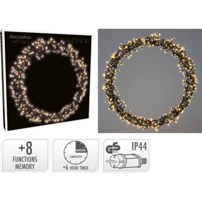 Ceruzo Kerstring met verlichting - 400 LED - Ø48 cm - warm wit - 8 Lichtfuncties - voor binnen en buiten - Afbeelding 2