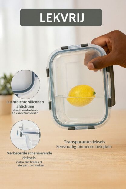 Ceruzo Meal Prep Bakjes - 10 stuks Vershoudbakjes - Glas - Afbeelding 3