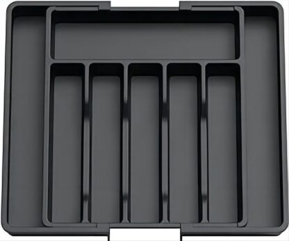 Verstelbare Bestekbak - Uitschuifbaar naar 8 Vaks - 33-57 x 38 x 5.5 cm - Zwart