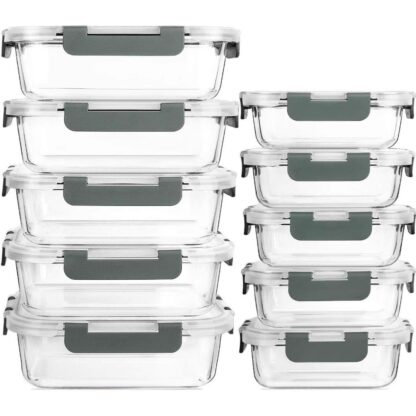 Ceruzo Meal Prep Bakjes - 10 stuks Vershoudbakjes - Glas - Afbeelding 2