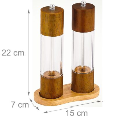 Ceruzo Pepermolen en Zoutmolen set - 21cm - Instelbare Maalgraad - Eikenhout - Afbeelding 2