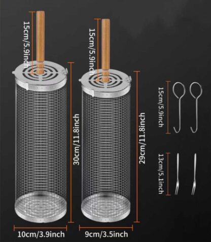 Ceruzo Grillmand - set van 2 - rollend Grillrooster - 30 cm - Afbeelding 3