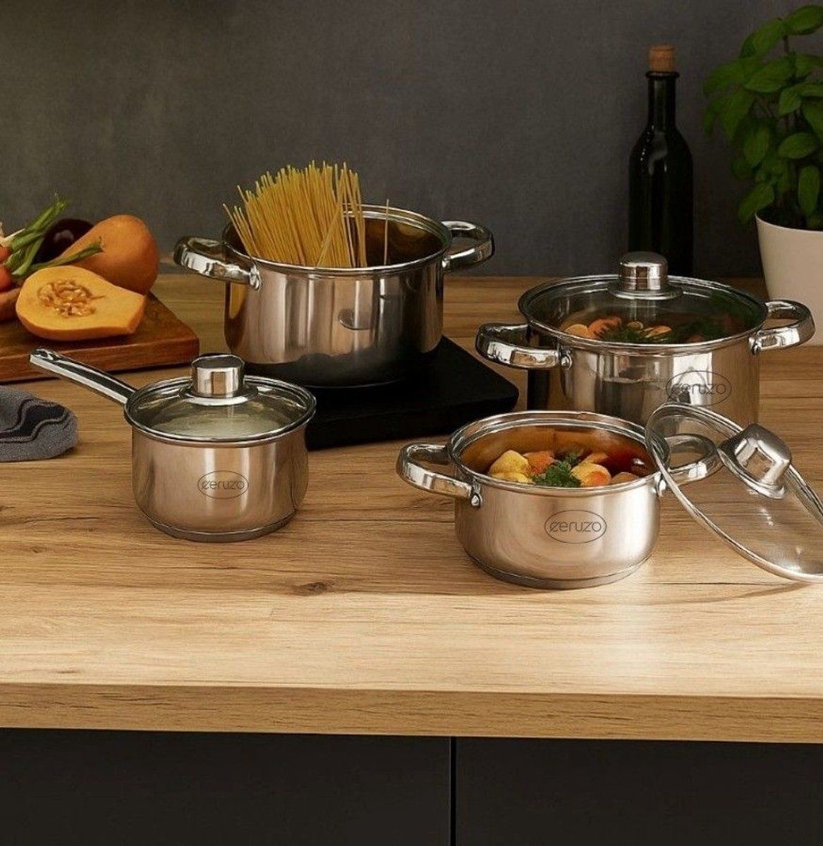 Ceruzo Pannenset 8-delig - alle Warmtebronnen - Inductie - Afbeelding 2