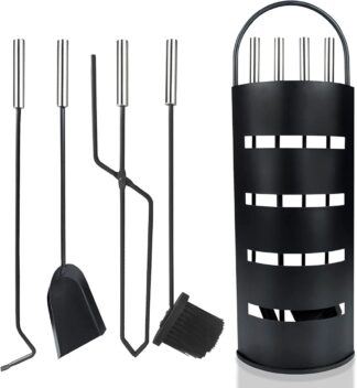 Ceruzo Openhaardset RVS zwart - 5 delig