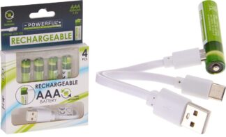 Oplaadbare AAA Batterijen - USB - 400mAh - 4 Stuks