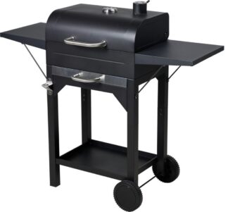 Houtskool BBQ - mat zwart - verrijdbaar
